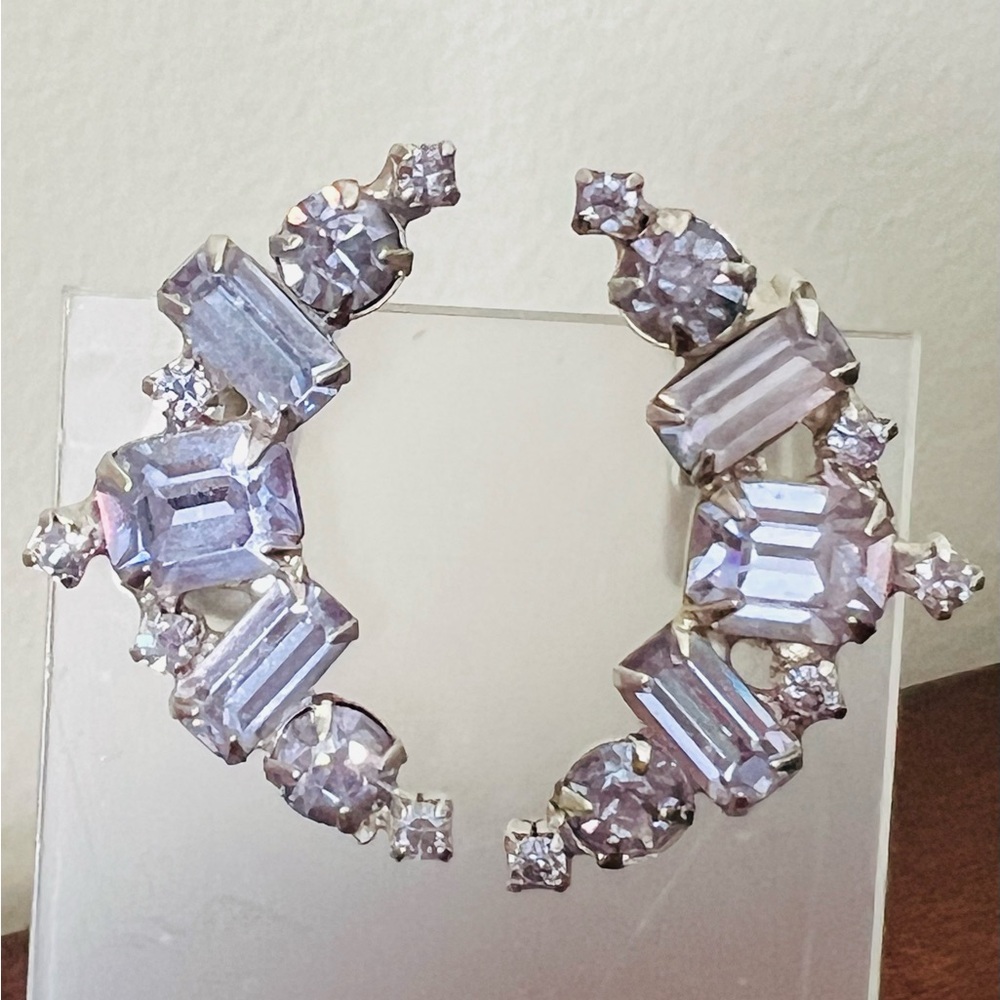Vintage pastel climber asymmetrical clip earrings